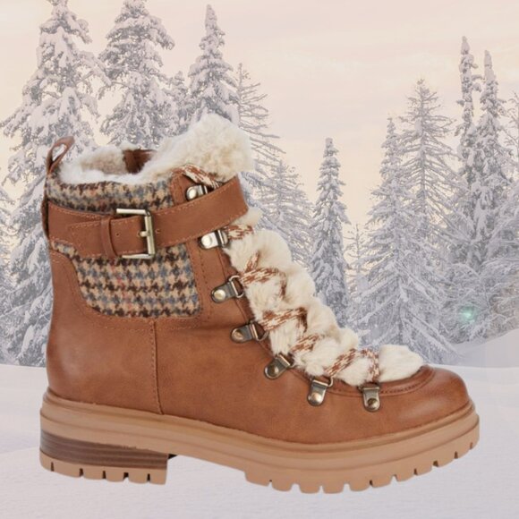 NEW Circus NY by Sam Edelman Gretchen Cold-Weather Sherpa Mid Calf Boot - Camel - Picture 2 of 6